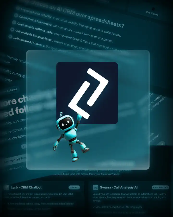 Lynklead logo mark with robot mascot