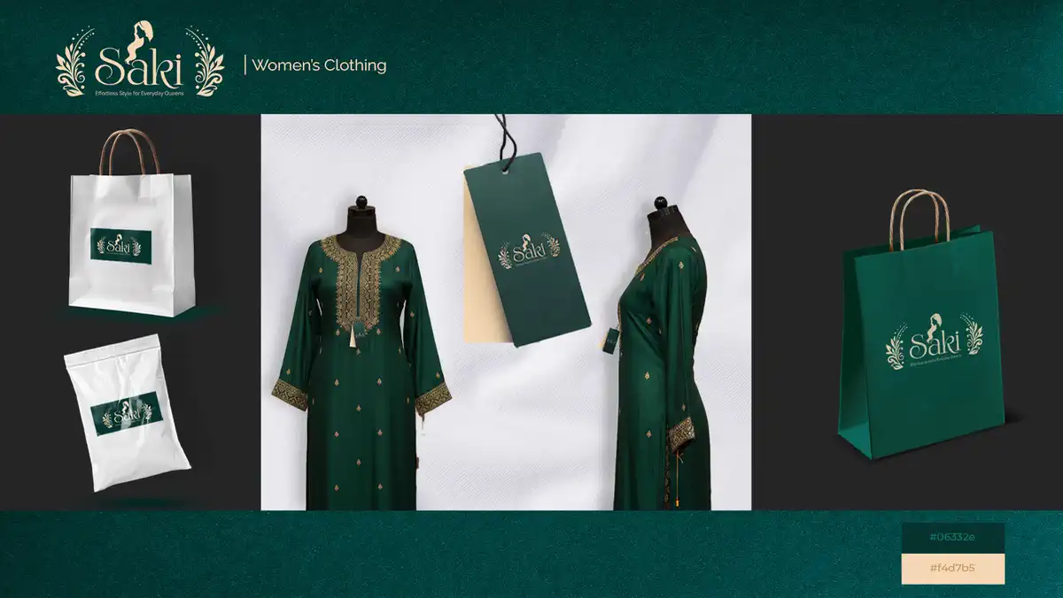 Saki women's clothing brand packaging