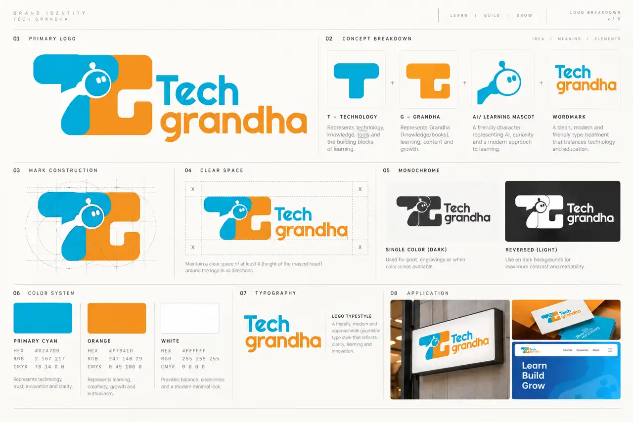 Tech Grandha brand identity board