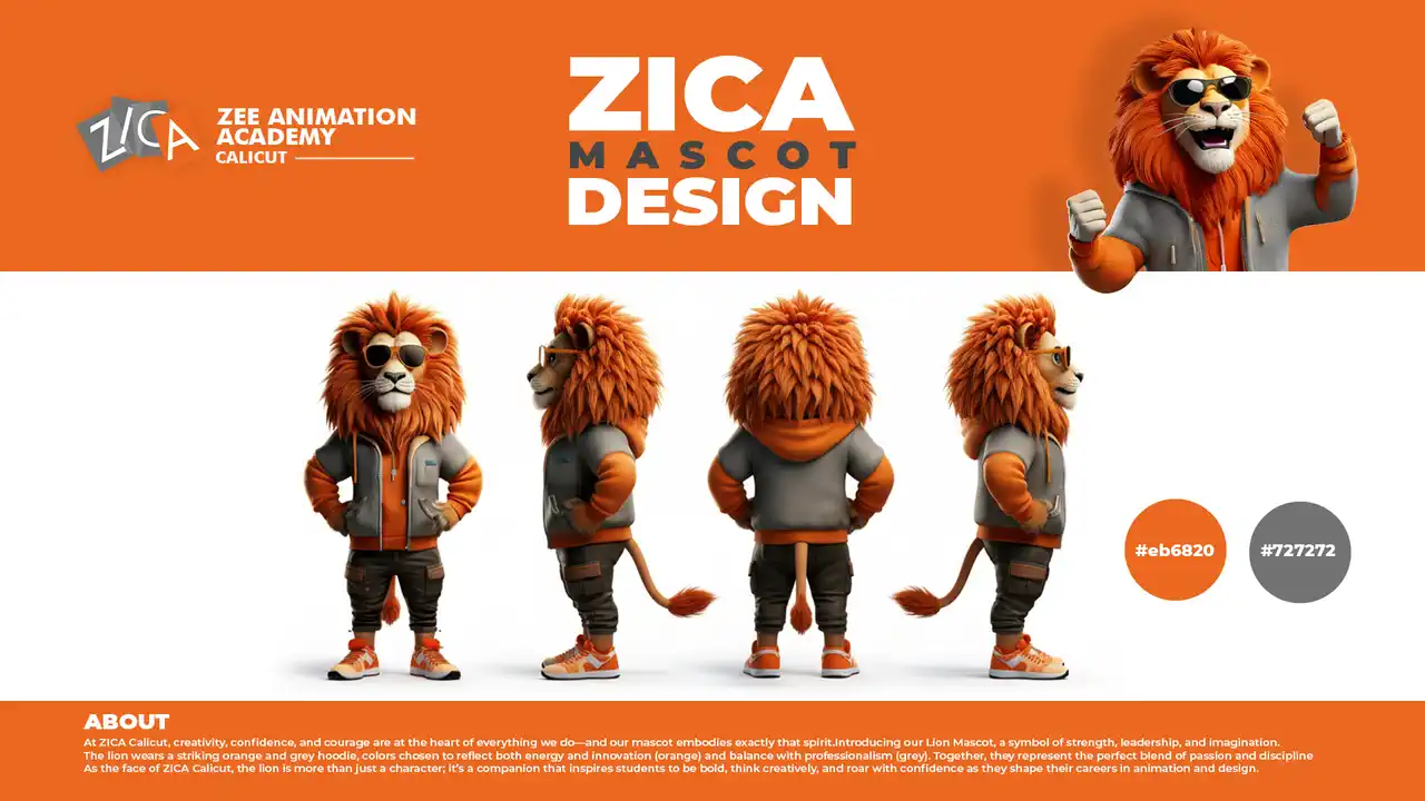 ZICA lion mascot design